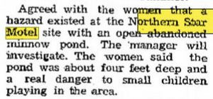 Northern Star Motel (Hiawatha Green Stone Lodge) - May 1955 Minnow Pond Dispute